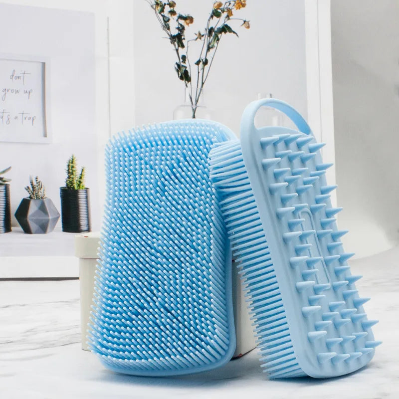 Silicone body scrubber adopts advanced sanitary technology, which is mild and clean, with good foam, durable, and silicone doubl
